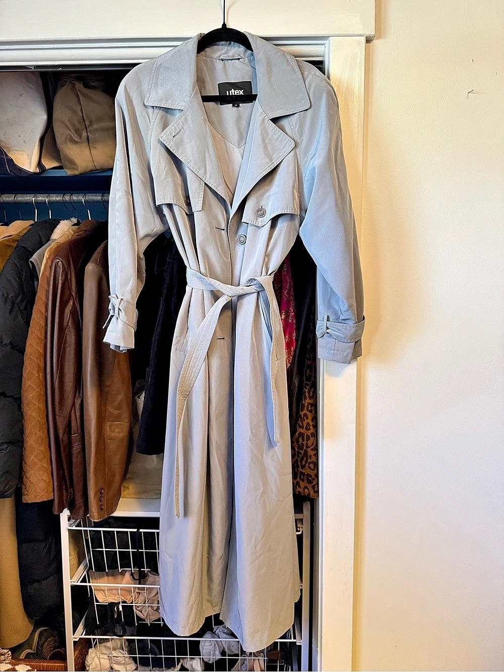 UTEX Trench Coat in Blue Size 14